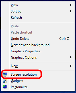 Windows 7 Desktop Properties, Screen Resolution